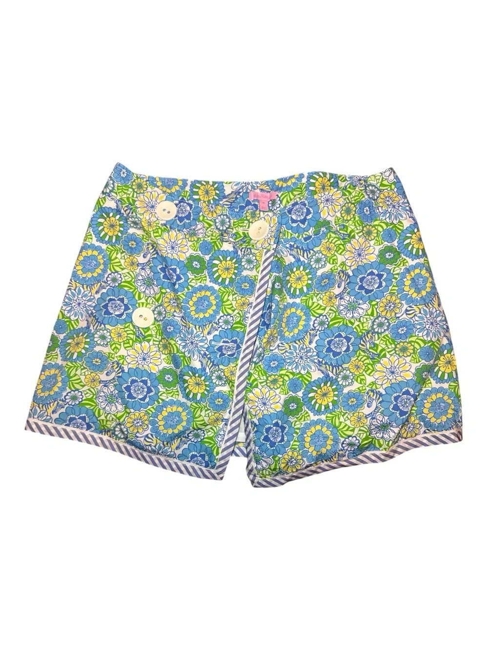 Lilly Pulitzer Floral Wrap Skirt Colorful Zebra Print Size 14 Blue Green Yellow